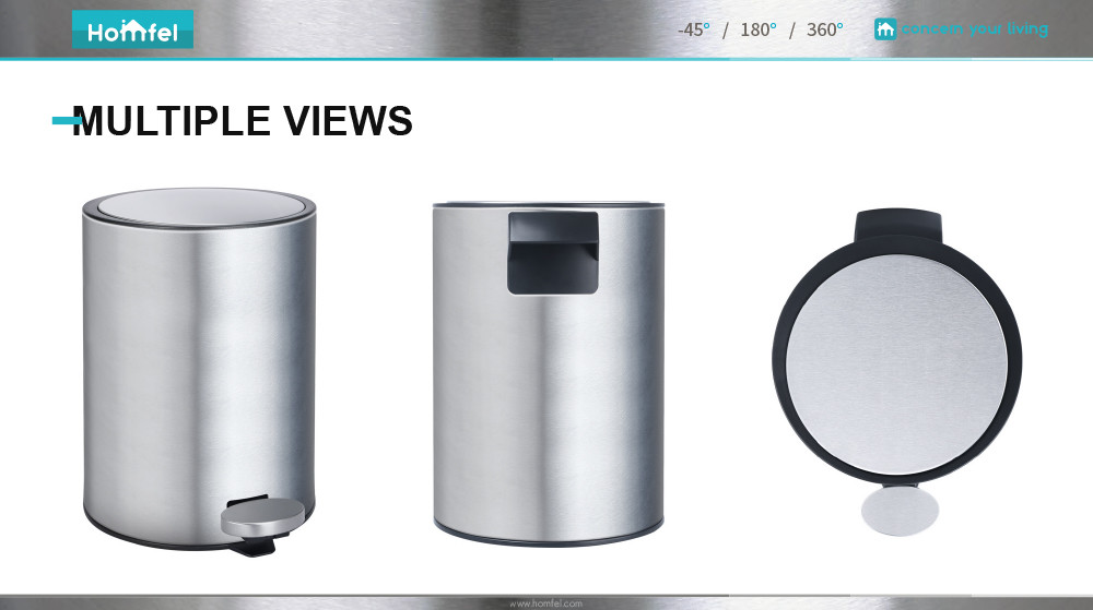 Rolling Cover Type Jobs Pedal Bin Soft Close Stainless Steel Waste Bin for Bathroom and Kitchen