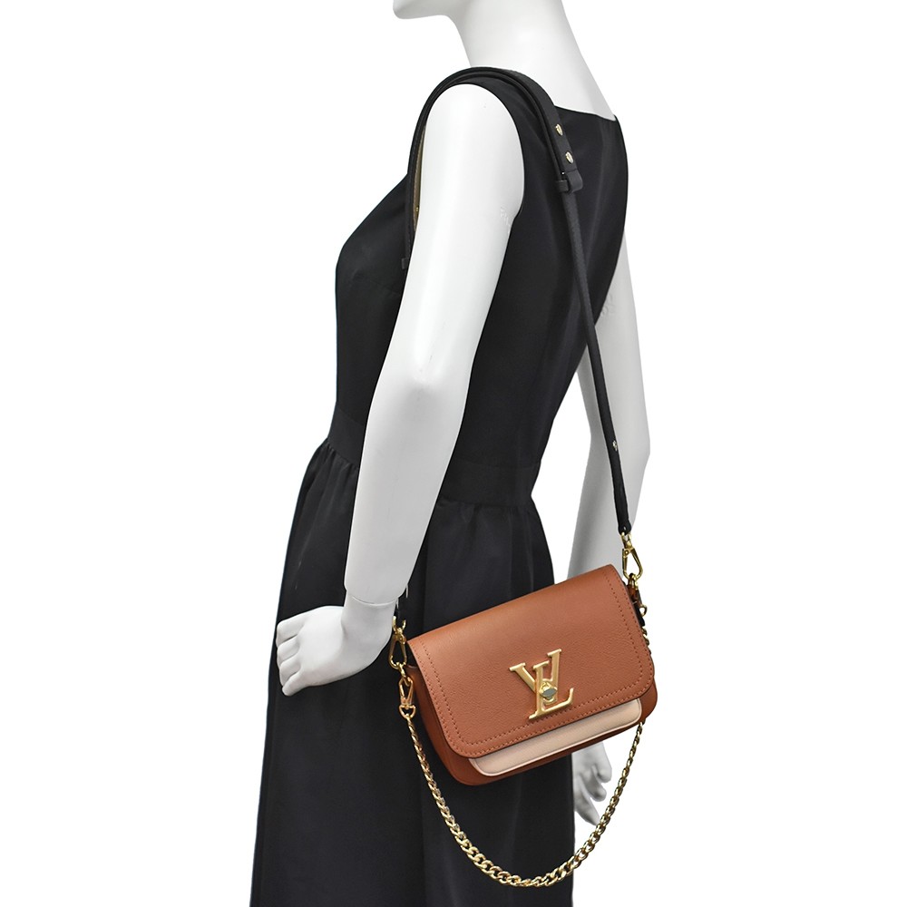 Grained Calfskin Designer Monogram Bag LV Lockme Tender Bag Brown