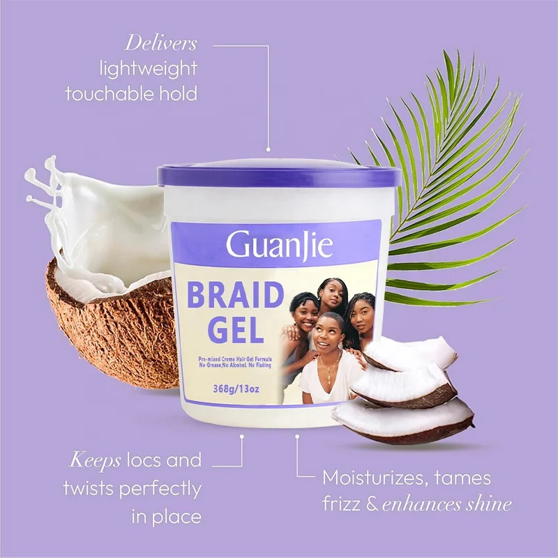 Private Label Braiding Edge Control Hair Gel Hair Wax No Flaking Twist Neat Braid Conditioning Shining Hair Gel Edge Control Gel