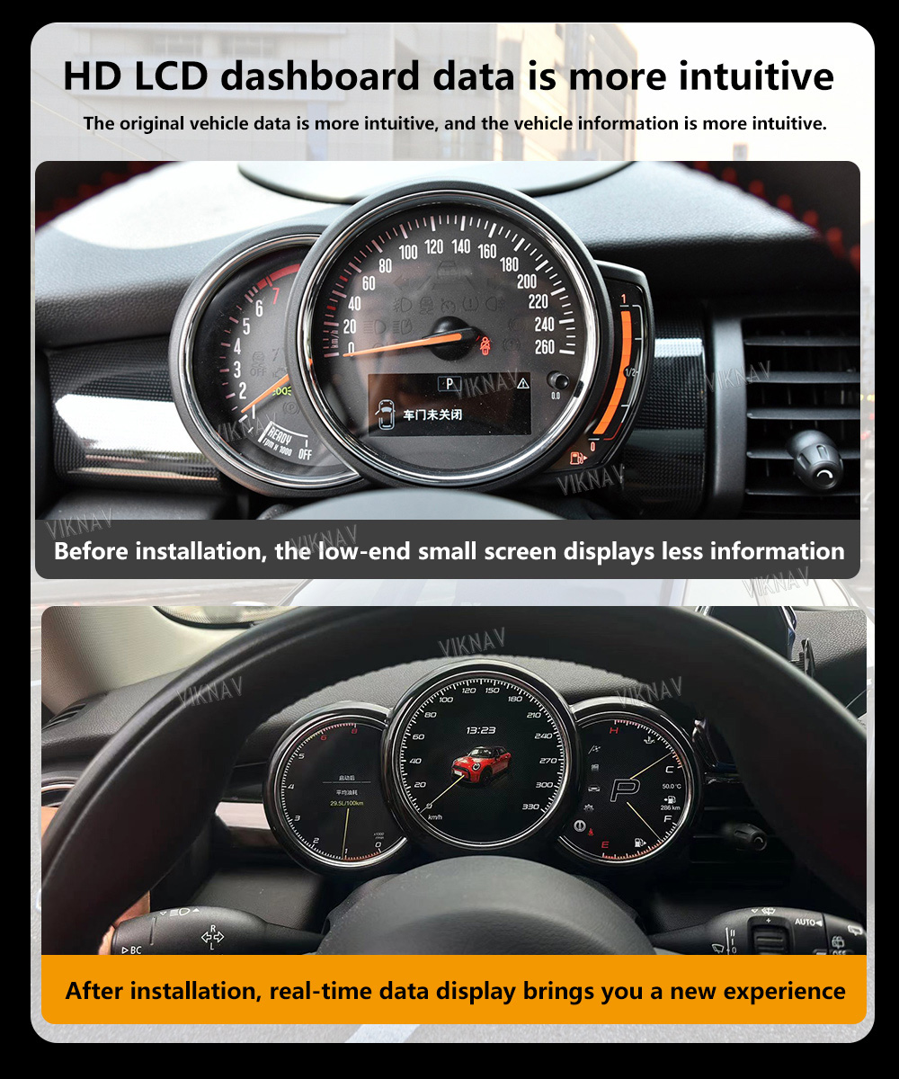 Viknav For BMW MINI F56 Instrument Digital Dashboard Panel Upgrade Speedometer LCD Smart Screen HD Cluster