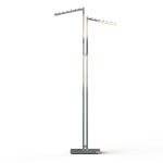 2 Arms Chrome Metal Clothing Display Rack With Metal Square Base