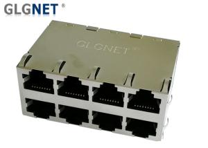 China Multiple Port POE RJ45 Connector 1G 0.2mm Brass Shield Material 2x4 Stacked wholesale
