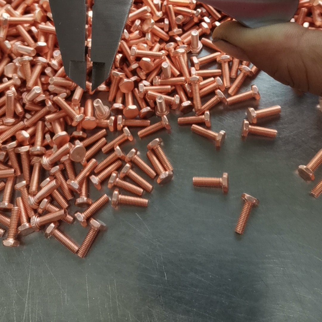 DIN933 DIN931 M3 M4 M6 M8 M10 Hex Copper Bolts C1100 T2 for Secure Fastening DIN Standard Hexagon Head Copper