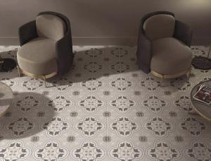 China ISO13006 AAA 0.85cm Indoor Porcelain Tiles Gray Round Circle Ceramic 200x200mm wholesale
