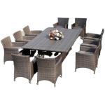 10-Person Garden Aluminum Outdoor Dining Furniture Patio Chairs and Table