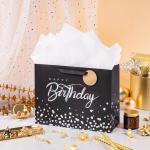 Happy Birthday Gift Tote Paper Bag Set Logo Customizable CMYK 4 Color Offset