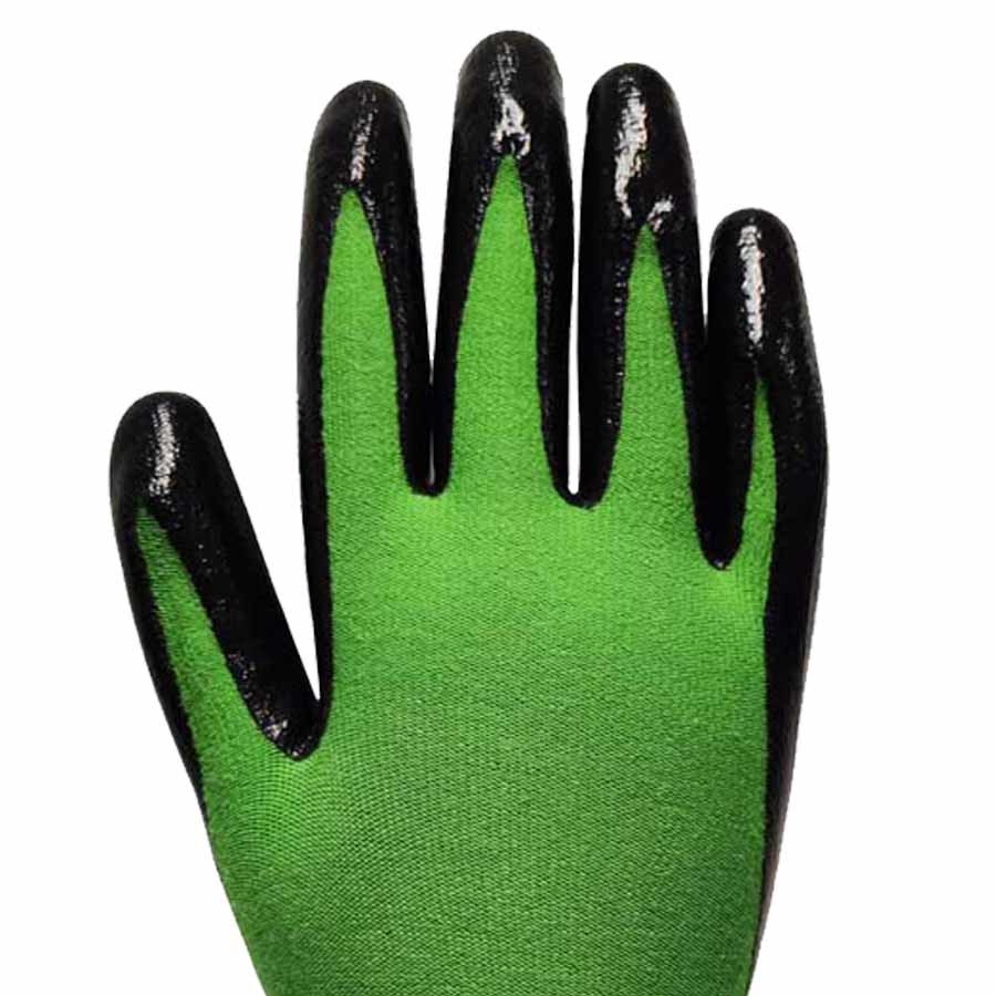 Middle Duty Gardening Work Gloves Bamboo Viscose Knit Palm Nitrile Coated