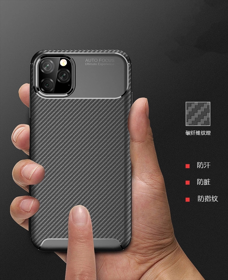 Function Protect Mobile Phone TPU Case Carbon Fiber Brushed for iPhone 11 Pro Max