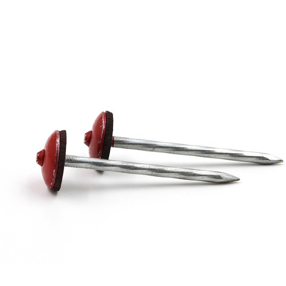 Galvanized Common Umbrella Head Roofing Nail Steel Material With Rubber Washer