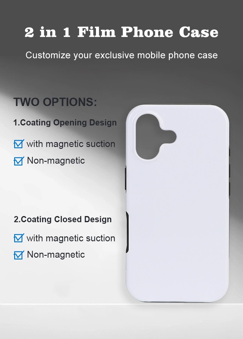 2 In 1 3D Film Blank Sublimation Phone Case PC Coating 2 Layers Cell Phone Cover