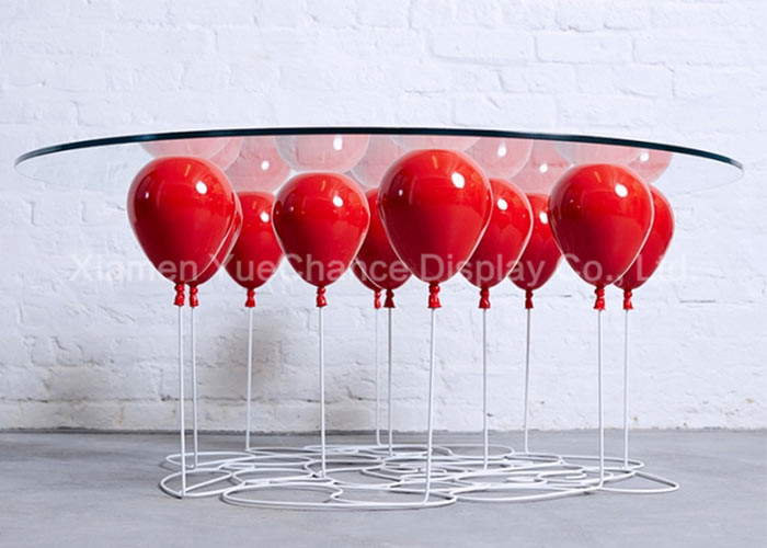 Home Decoration Fiberglass Furniture Red Color Fiberglass Balloon Standing Table