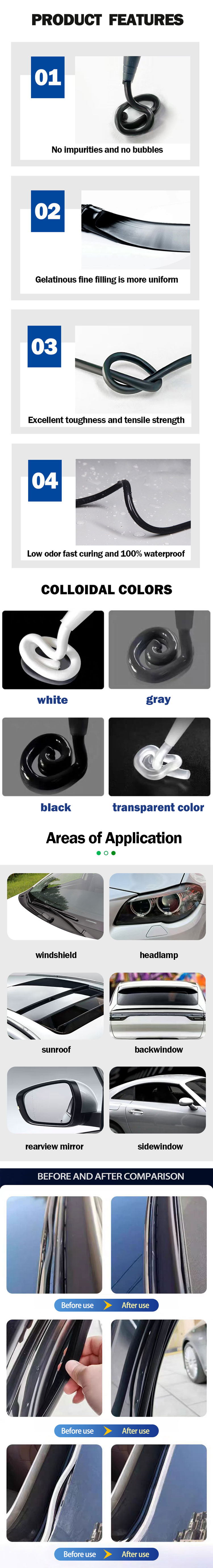 Black Auto Glass Car Windshield Polyurethane PU Silicone Sealant