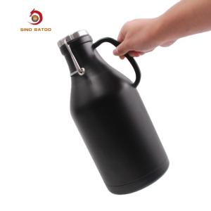 China Double Wall Flip Top Black Stainless Steel Growler 2 Liter wholesale