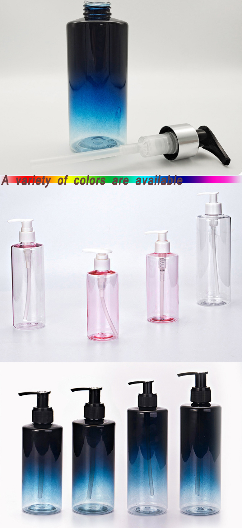 Flat Shoulder Shampoo Pump Bottles Empty PET Bottles 200ml 250ml 300ml 500ml