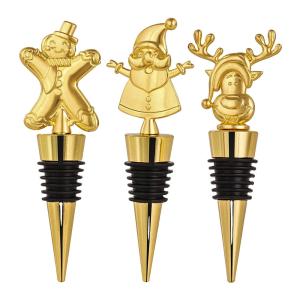 China Custom Wine Stopper Golden Christmas Champagne Wine Bottle Stoppers wholesale