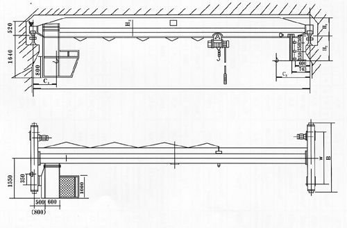 Yuantai Electric Hoist Single Girder Overhead Crane 5 ton on sale
