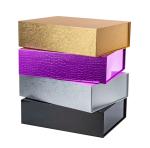 Foldable Magnetic Closure Gift Packaging Boxes Luxury Black Gold Color