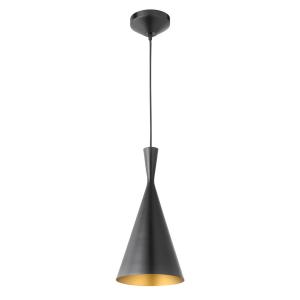 China Mira 1-Light Hourglass Pendant, Black Cord, Oil Rubbed Bronze with Gold Interior Finish wholesale