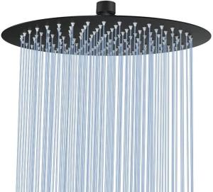 China Ultra Thin Round Rainfall SS Shower Head Matte Black Polished wholesale