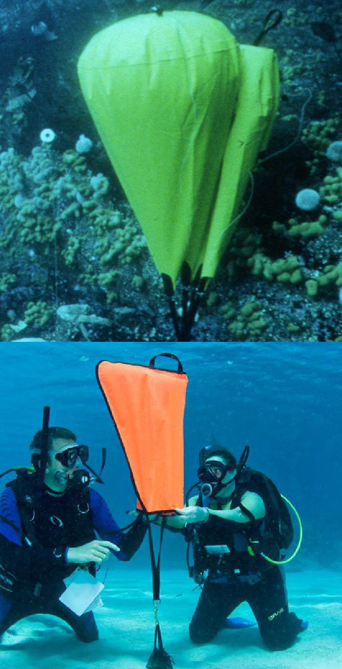 Parachute Air Lift Bags With Underwater Open Bottom For Underwater Geotechnical Surveys