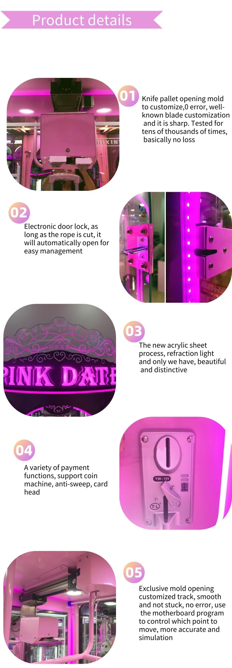 Indoor Arcade Claw Machine , Pp Tiger 4 Standing Indoor Push Prize Toy Crane Doll Catcher Machine