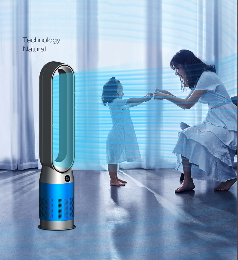 Large Vertical Bladeless Fan Air Purifier Fan App-Controlled Remote Control Home Smart
