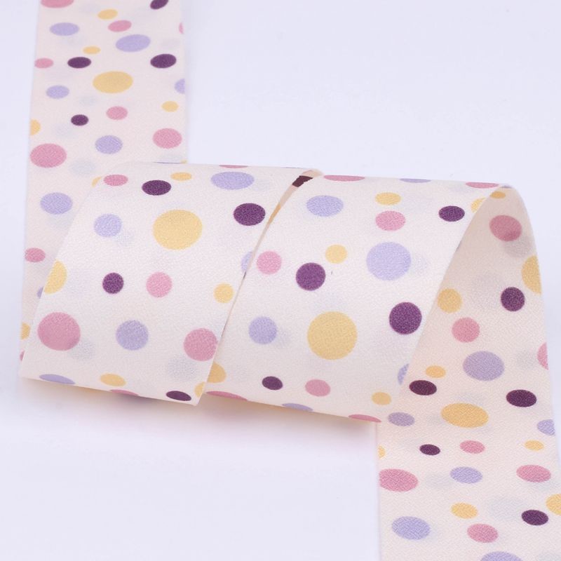 Round Dot Printed Polyester Ribbon 25mm-38mm Cotton Christmas Ribbon