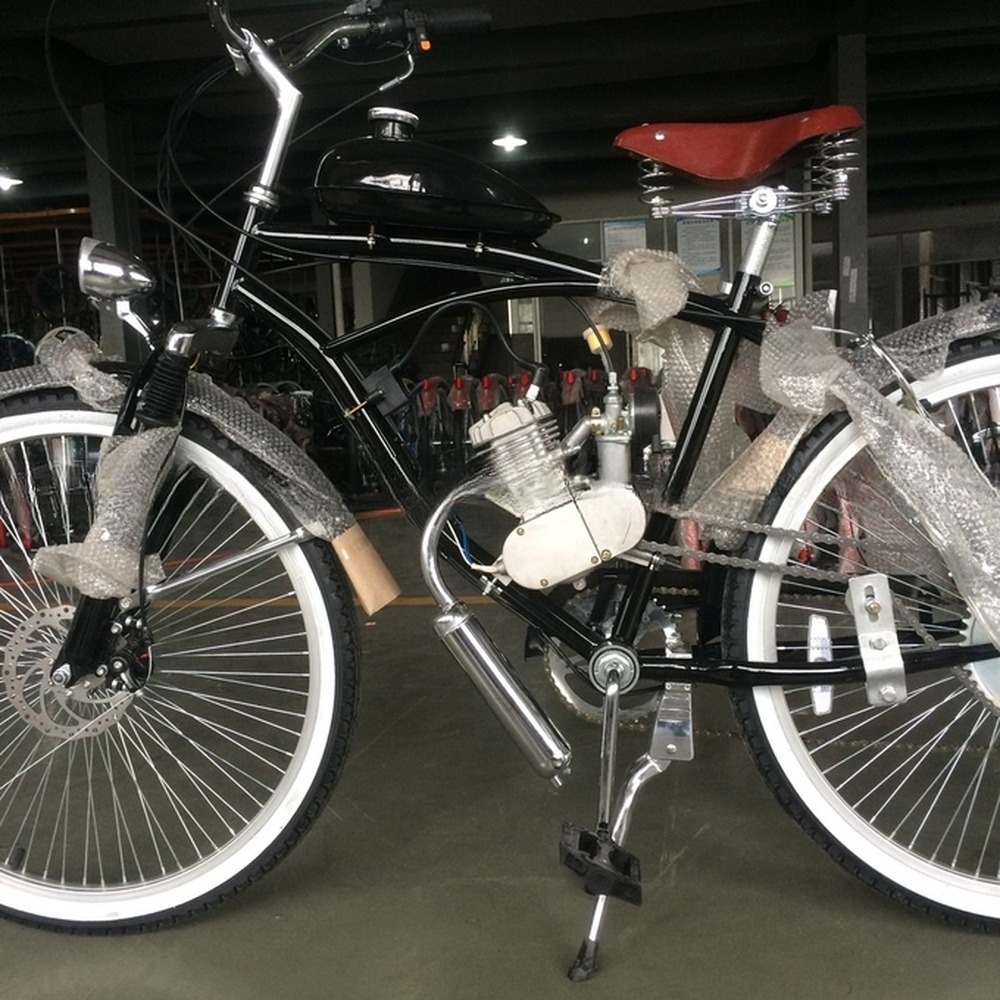 26 Inch Cruiser Bicycle Gasoline Motor Bike Engine with 2-Stroke 50CC Displacement