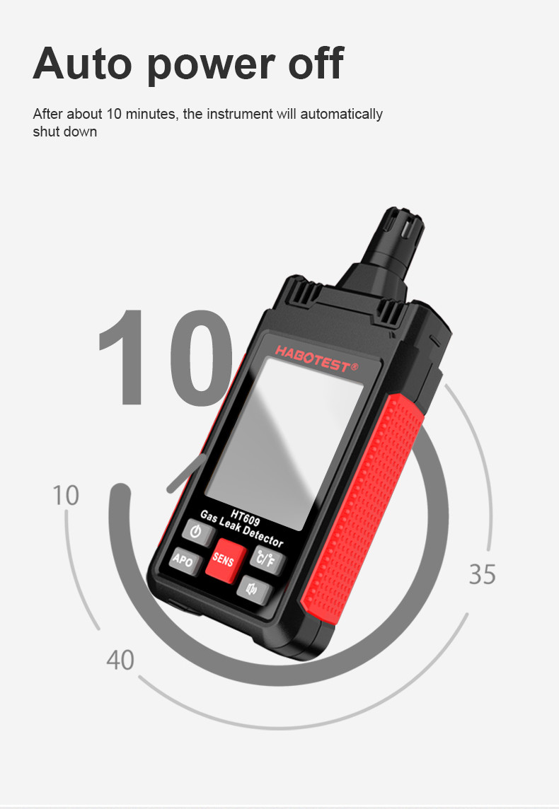 HT609 Gas Leak Detector Combustible Gas Detector Display Temperature Humidity Gas Analyzer Electric Tester Tool