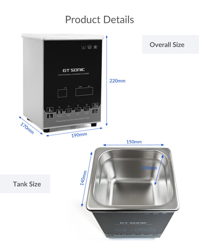 Heated 40kHz 2L Ultrasonic Parts Washer for Eyeglass Watch Jelwery