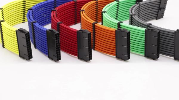 PSU Cable Extension Male To Female Sleeved Cable Extension Kit 18AWG 30cm For