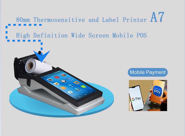 Handheld Cash Register Terminal with 7-inch Capacitive Touch Screen and Quad Core CPU