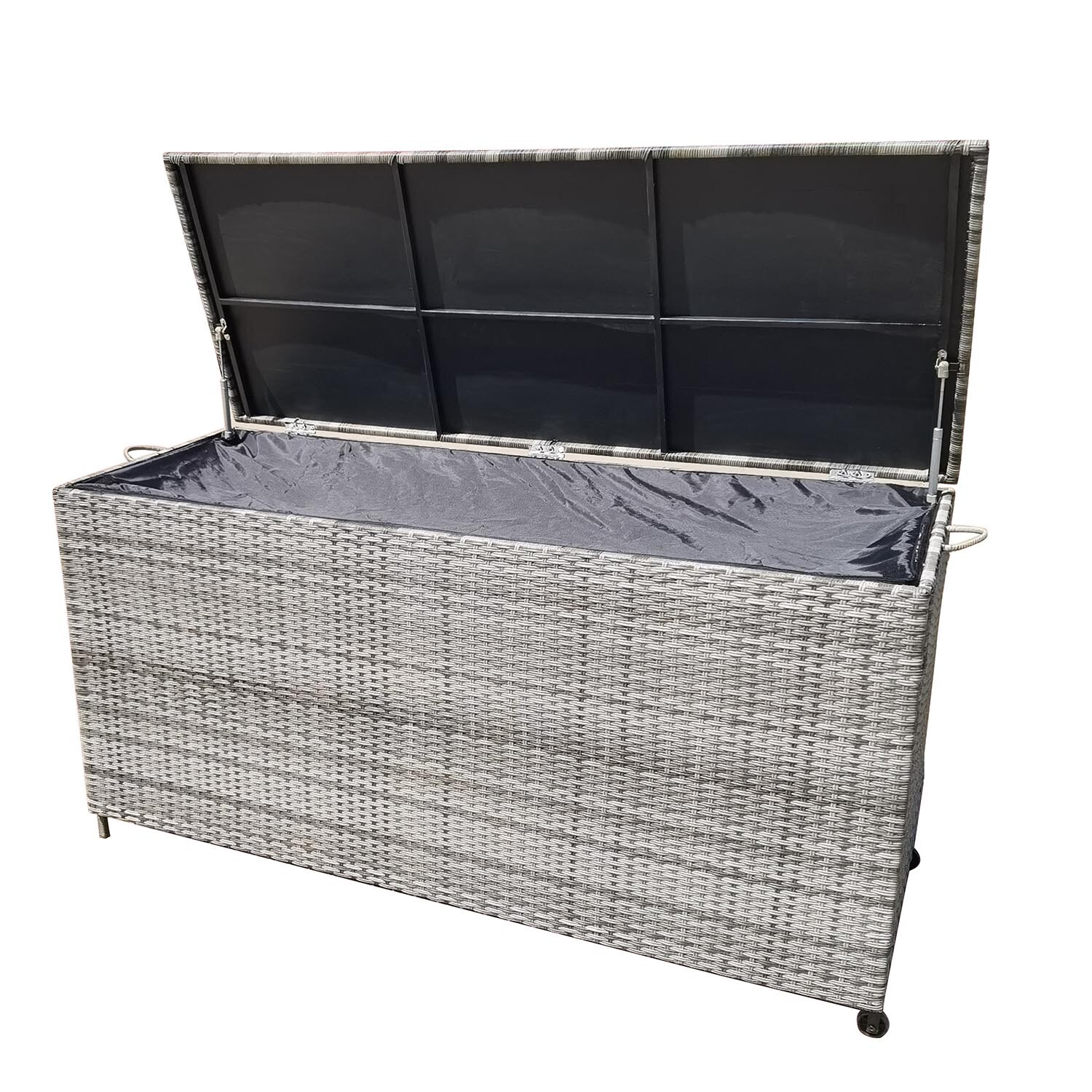 Spacious Multifunctional Wicker Rattan Garden Storage Box with Wheels by AJUNION