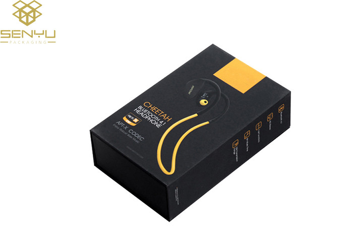 Black Mobile Accessories Packaging Earphone Headphone Packaging Box Window Opening