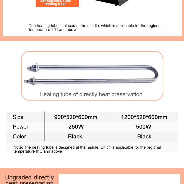 1200x530x580mm Black Curved Glass Food Display Warmer for Hot Food Heating Showcase