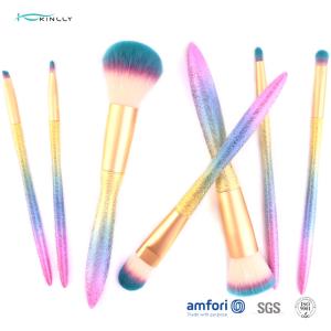 China Synthetic Hair Plastic Gradient Cosmetic Makeup Brush Set 8 PCS With Sponge wholesale