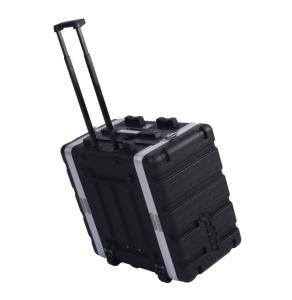 China ABS 19 Inch 6u Rack Case With Wheels 4 Twist Latches Black Color wholesale