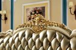Royal Wooden Carved Design Luxury Leather Headboard King Size Bed LF-029