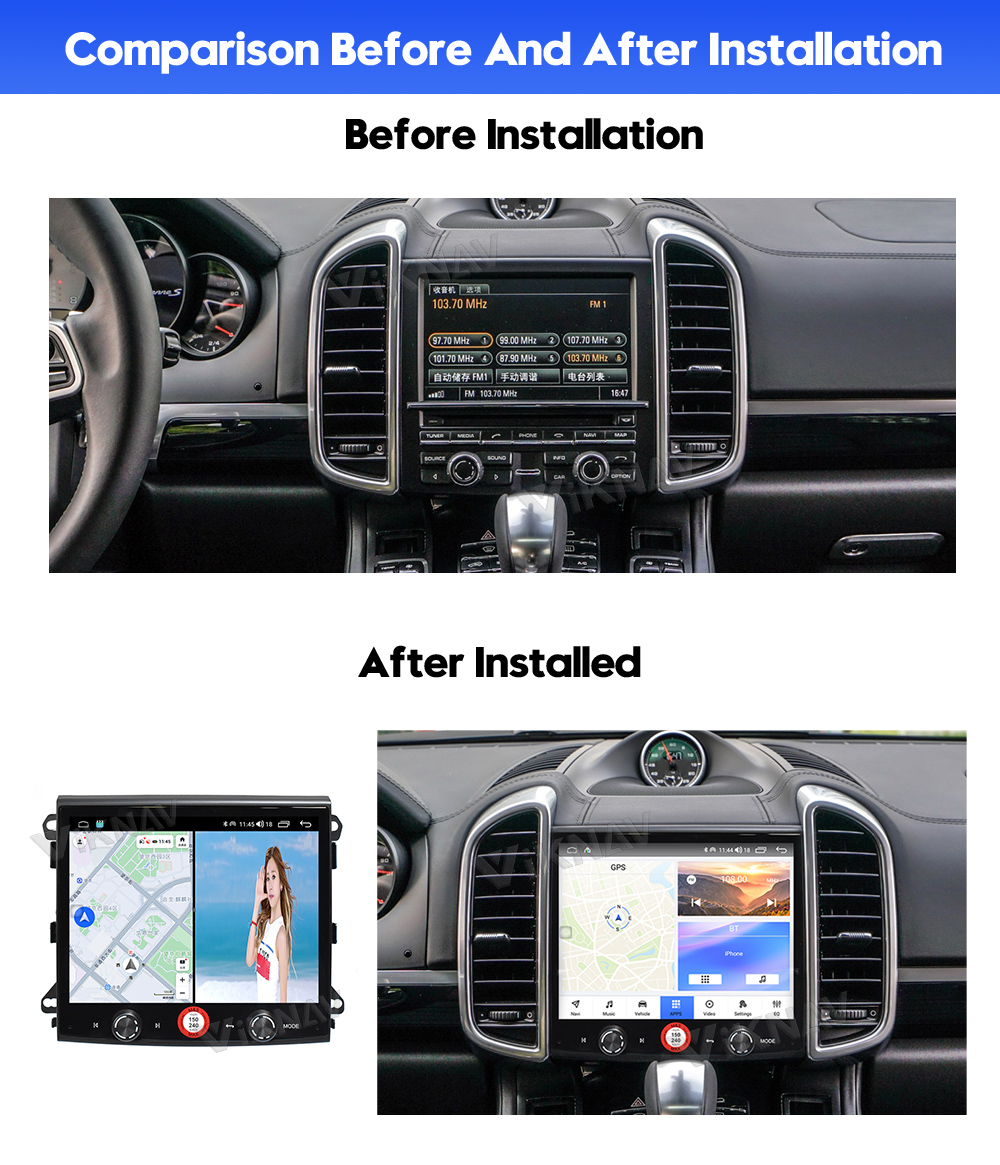 Viknav Car Radio For Porsche Cayenne (2010-2017) 8.4 inch Android Auto Stereo Multimedia Player GPS Navigation Wireless