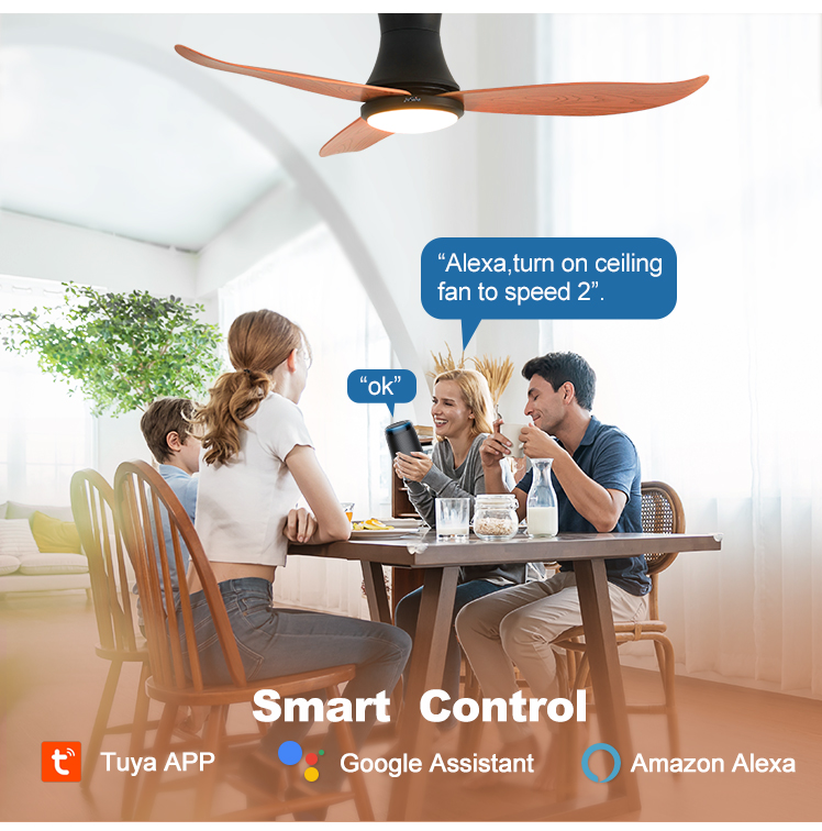 OEM Low Profile Ceiling Fan with Light and Remote Control 1stshine LED Smart Control