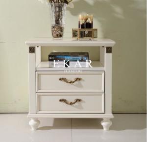 China classic white nightstand with 2 drawers bedsides table wholesale