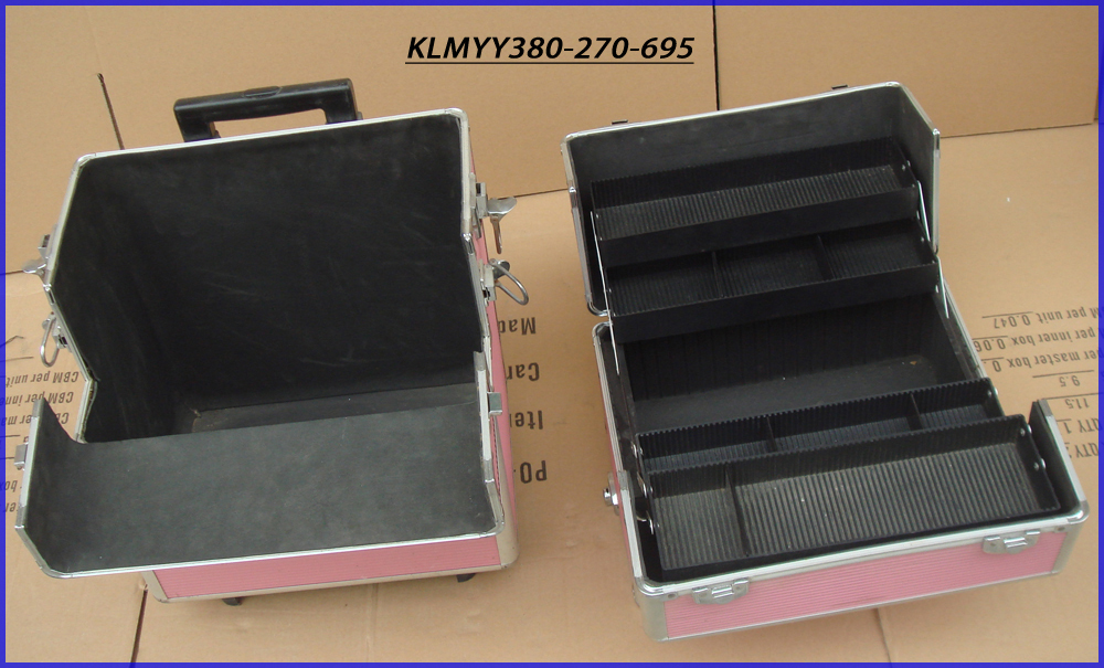 Aluminum Rolling Travel Makeup Cosmetic Case With Trolley
