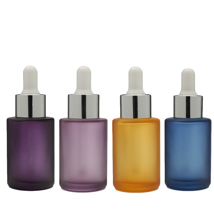 Frosted Flat Shoulder Hair Oil Glass Serum Dropper Bottle 30ml Square Painting