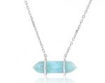 925 Larimar Sterling Silver Necklace Oval Cabochon Gemstones OEM