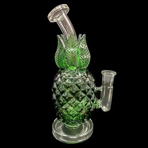 China Creative Handmade Green Yellow Glass Water Bongs 6mm Thickness wholesale