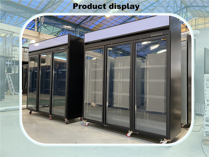 Glass Door Upright Beverage Display Refrigerator Freezer For Supermarket