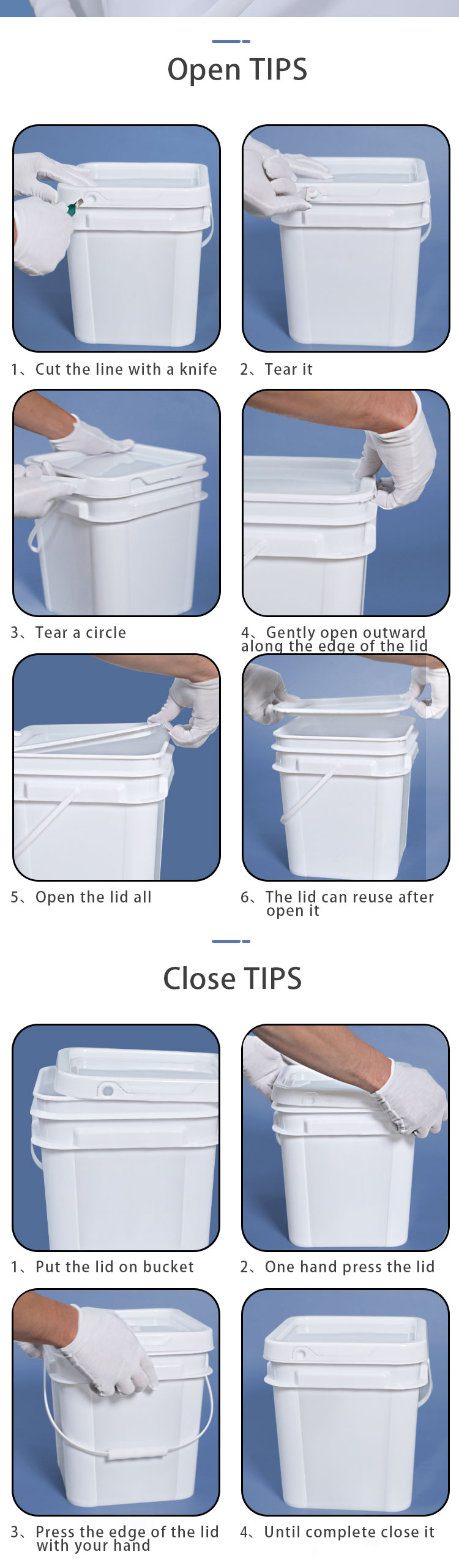 Durable Food Grade Empty Plastic Buckets With Handle and Lids for Packaging Solutions