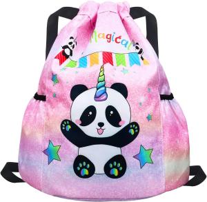 China Gym Beach Swim Travel Panda Mini Bag Backpack for Kids With 2 Water Bottle Holder wholesale