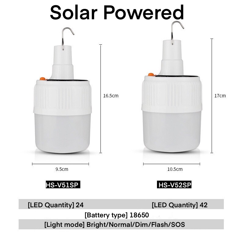 Hook Design Portable Solar/Battery Powered LED Light Emergency Rechargeable Efficient Energy Saving for Home Garden Tent Camping