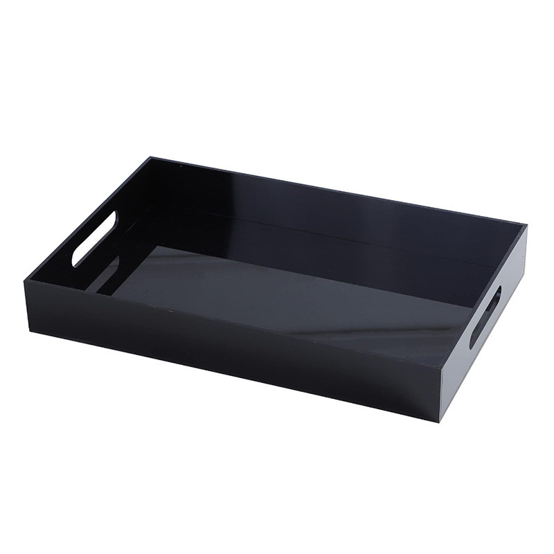 Smooth Finish Clear Acrylic Serving Tray Lucite Bread Tray With Custom Printing